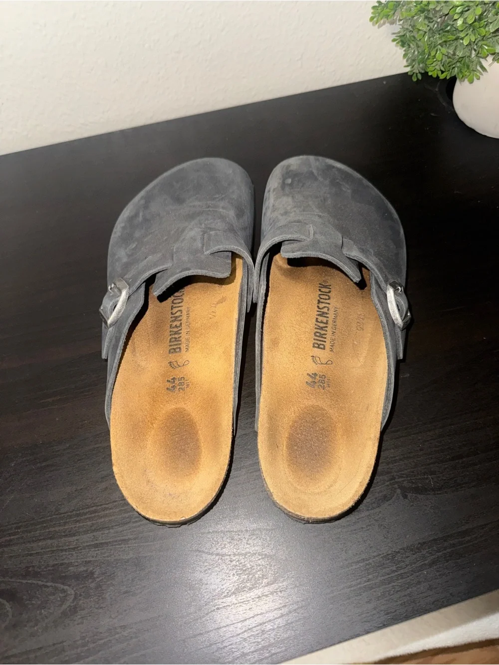 Birkenstock Clogs leather Charcoal with Buckle